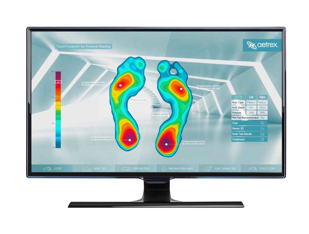 View foot pressure points with the Aetrex Albert foot scanner