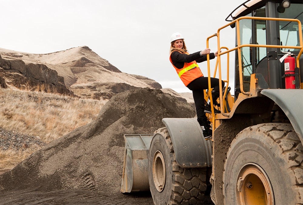 Women Worker on Bulldozer Truck