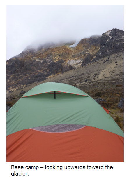 Base camp set-up at the base of Tolima Mountain