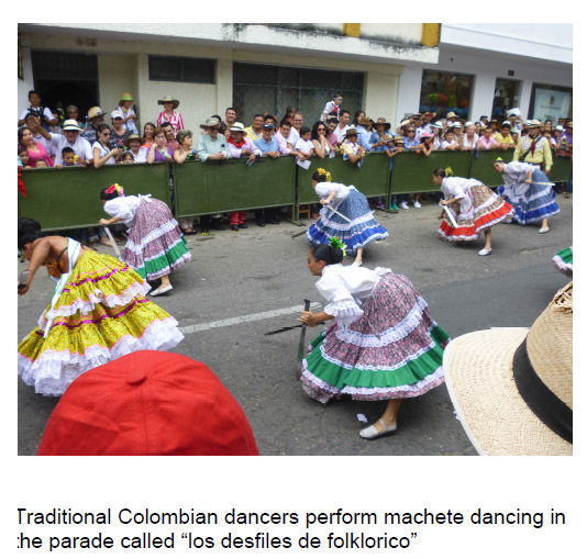 Traditional Colombian dancers doing a Machete Dance