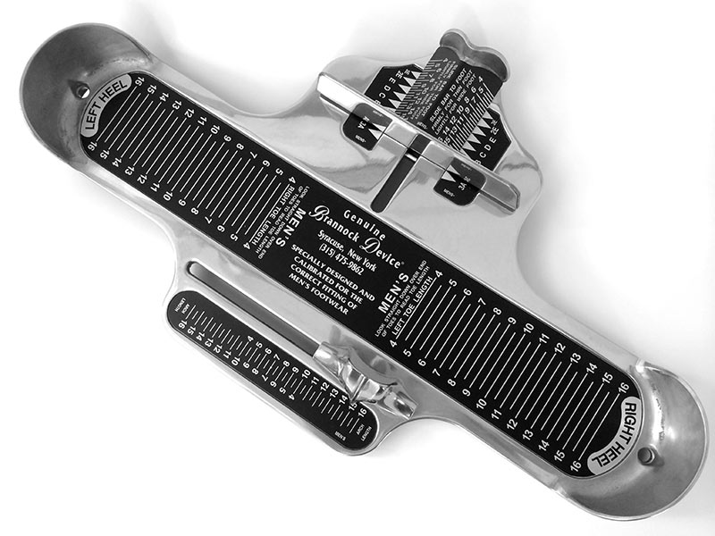 Image of a Brannock, the most accurate foot measuring device