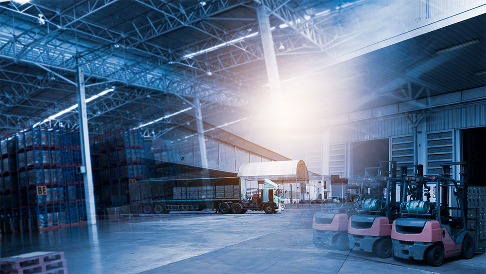 Empty warehouse due to a shortage of workers and raw imported materials